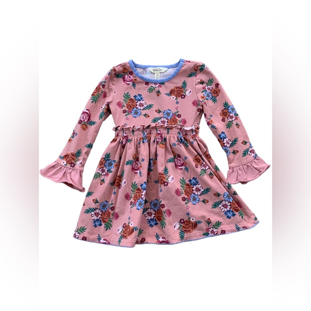Matilda Jane Size 2 Lots To Learn Floral Smocked Waist Ruffle Sleeve Dress